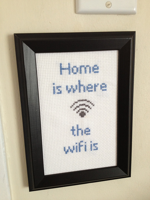 "Home is Where the Wifi Is" Cross Stitch